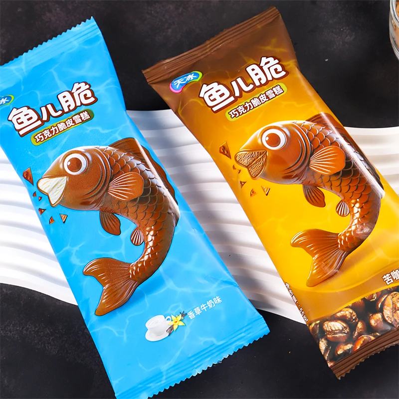 天冰香草牛奶味苦咖啡口味脆皮雪糕鱼儿脆