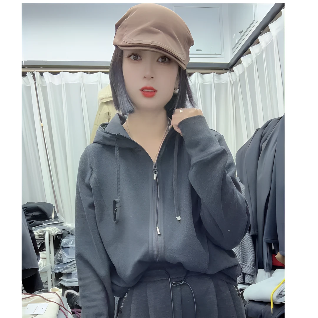 秋季连帽女保暖德绒打底休闲女士带帽宽松运动加绒上衣