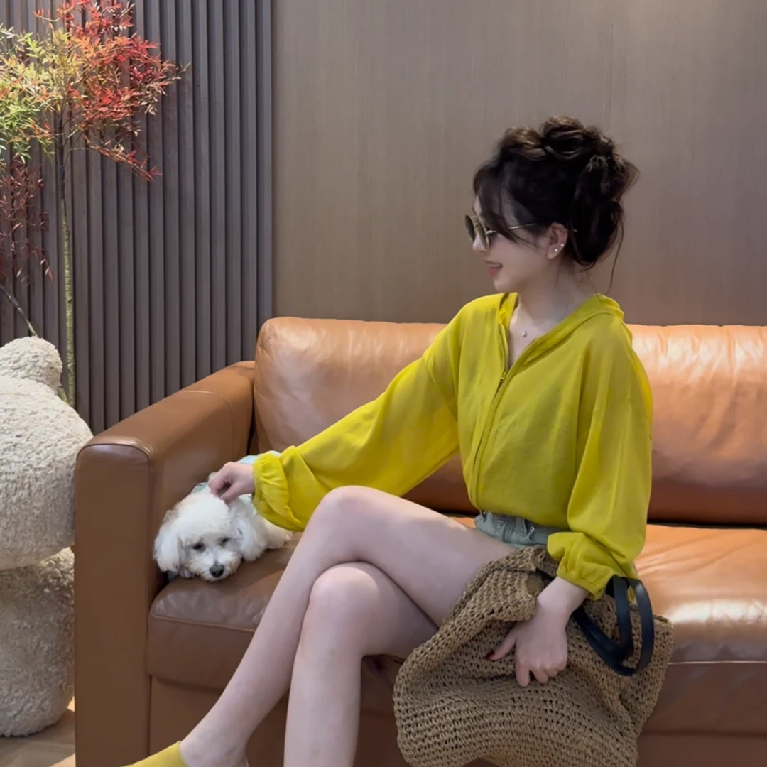 E5 薄款双拉链长袖连帽显瘦减龄防晒外套 EE0509