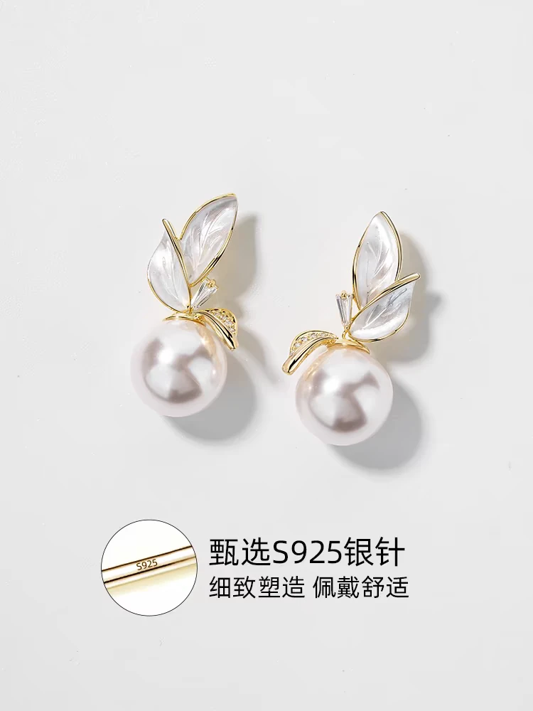 真品纯天然气质网红百搭小众简约精致珍珠耳环耳钉耳饰大粒