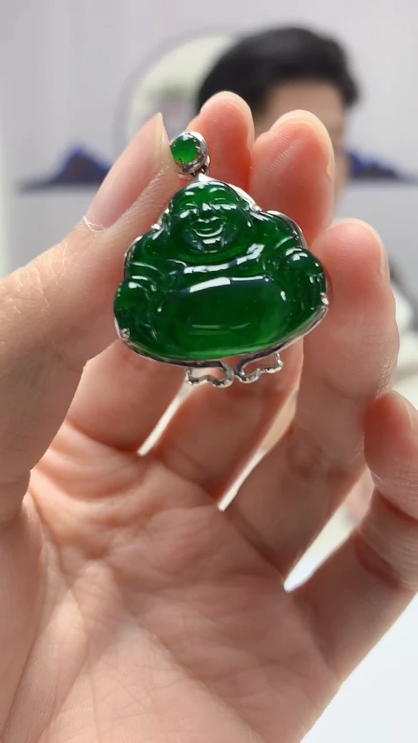 【闪购商品】定制翡翠18K金镶嵌4917zm-毛货挂件佛公205