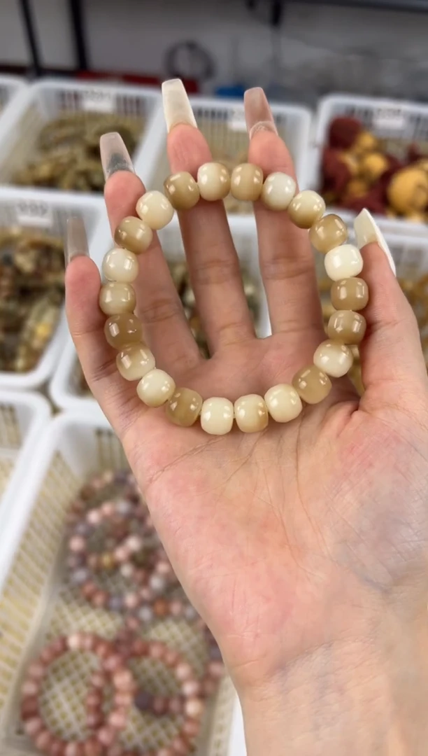 手串菩提根/象牙果卡10粉皮飘花文玩手串335