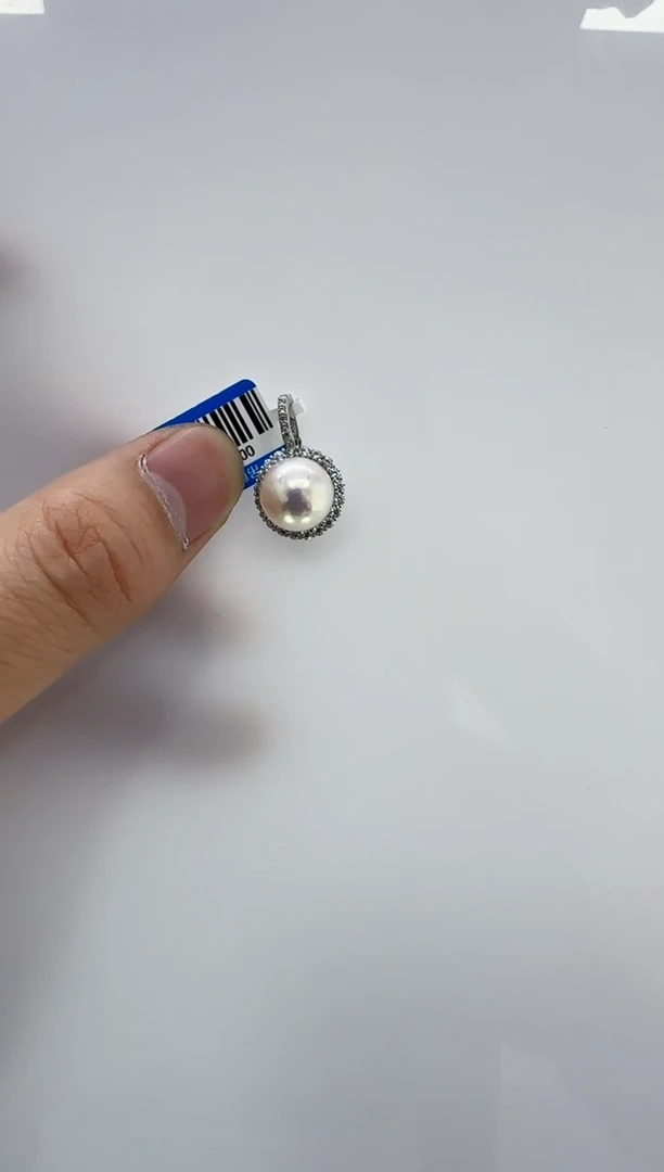 【闪购商品】淡水珍珠DA银S925镶嵌白珠吊坠11 b628
