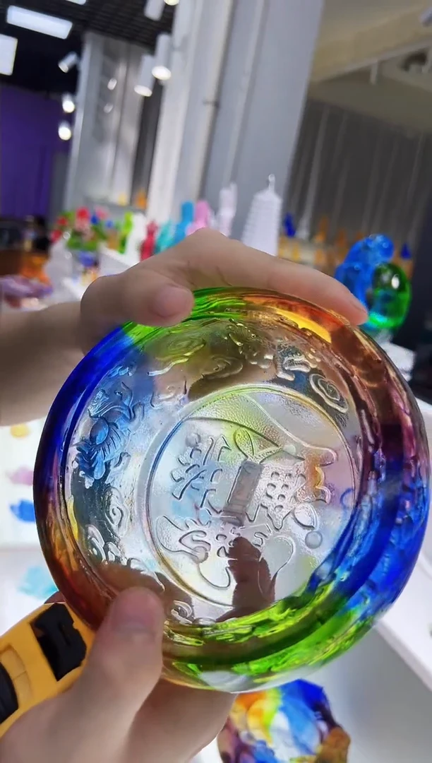 琉璃手工艺品古法琉璃摆件 四神兽聚宝盆