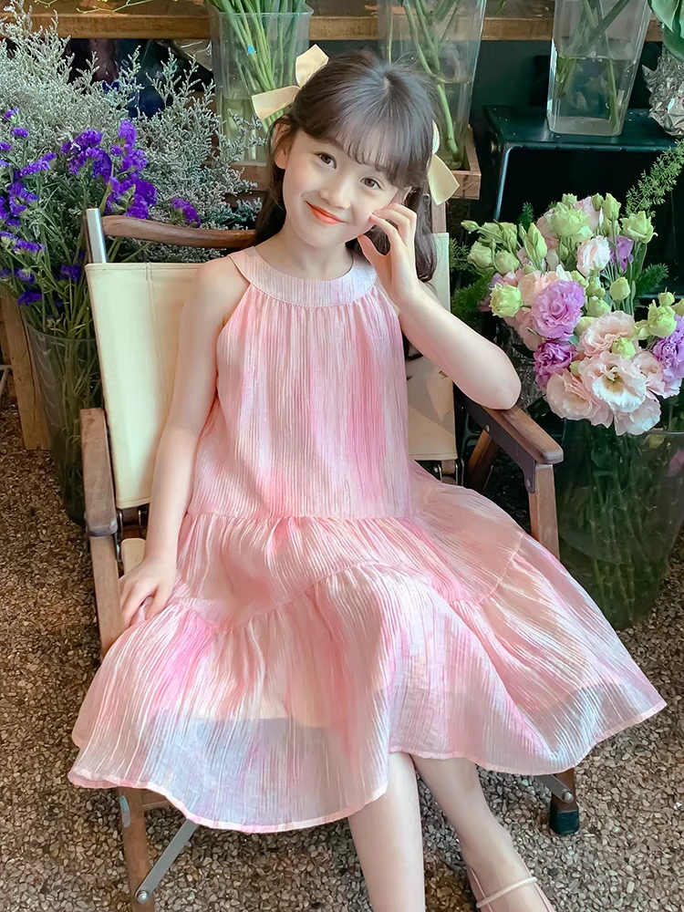 【莱塞尔】女童夏季裙子新款小女孩吊带裙夏天公主裙夏装雪纺连衣裙