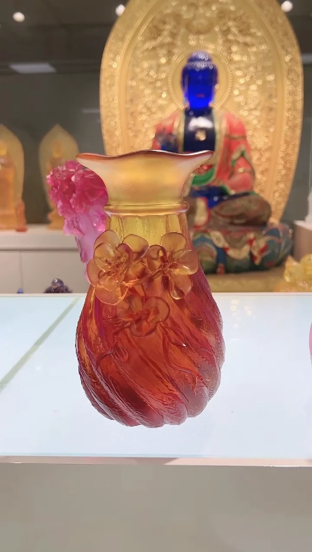 手工艺品琉璃古法琉璃梅花花瓶