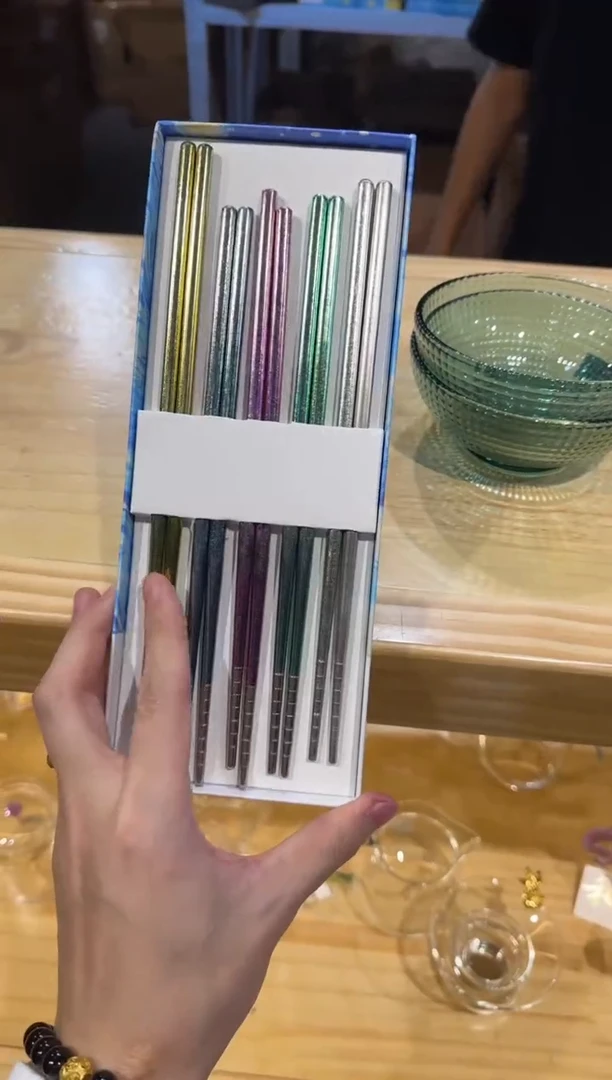 禾器-晶格纹大号高硼硅碗2只装+禾器-钛筷子5双装