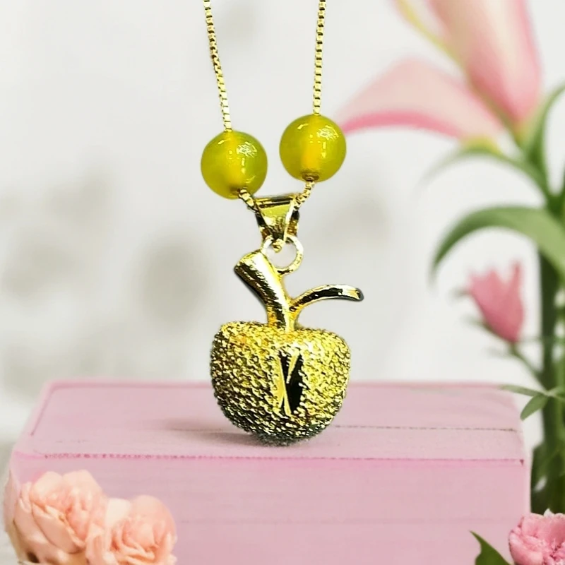 【梦梦专属】【附证书+礼盒】合金镶嵌玉髓珠苹果吊坠赠合金链DD12713