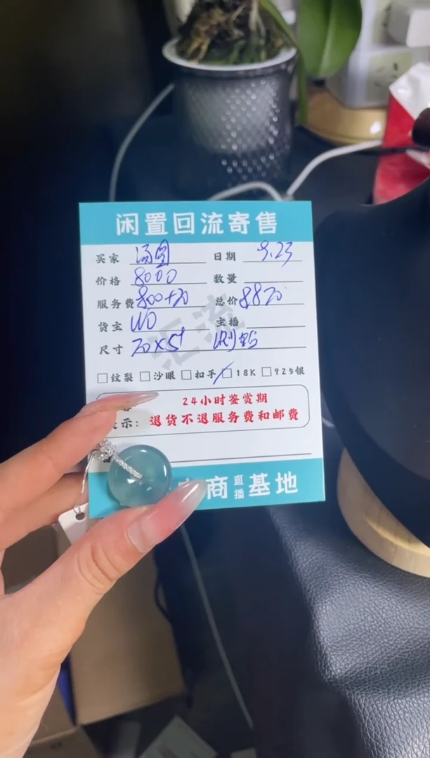 颈饰18K金镶嵌翡翠汤*子挂件