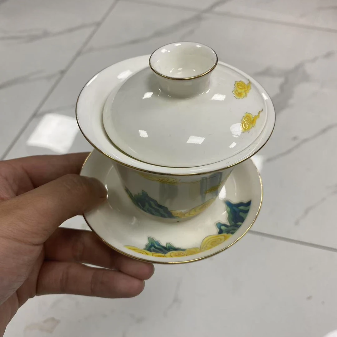 DY2223羊脂玉陶瓷三才盖碗中式简约功夫茶具泡茶器家用办公