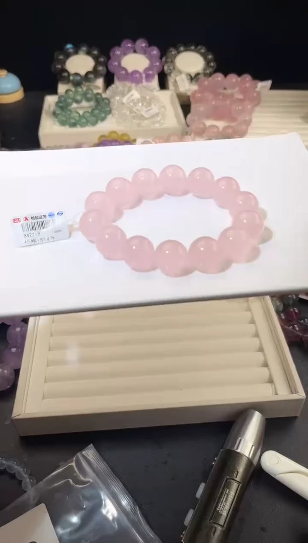 未镶嵌手链水晶多样性发一粉晶16mm