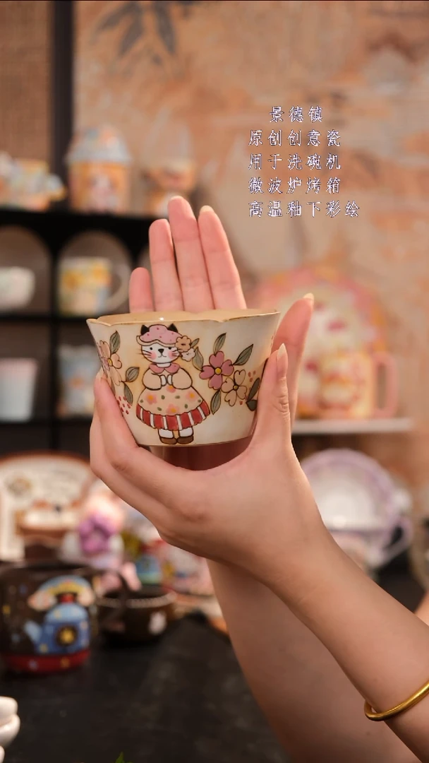 摆件景德镇手工手绘设计师款