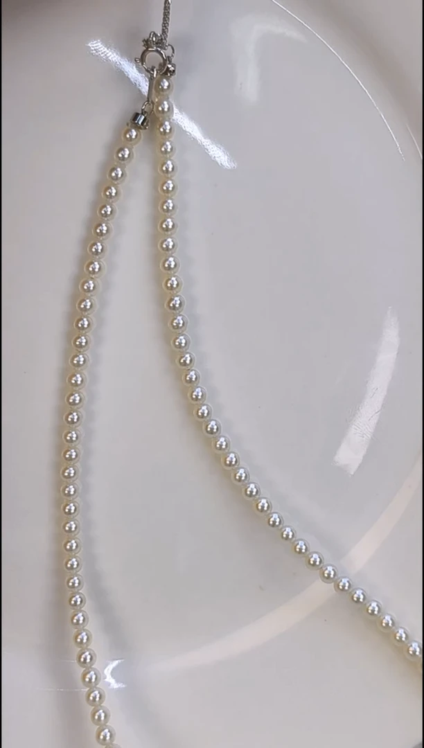 项链银S925镶嵌淡水珍珠3.5-4