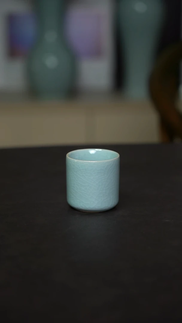 杯子瓷粉青釉直口杯60毫升买一送一