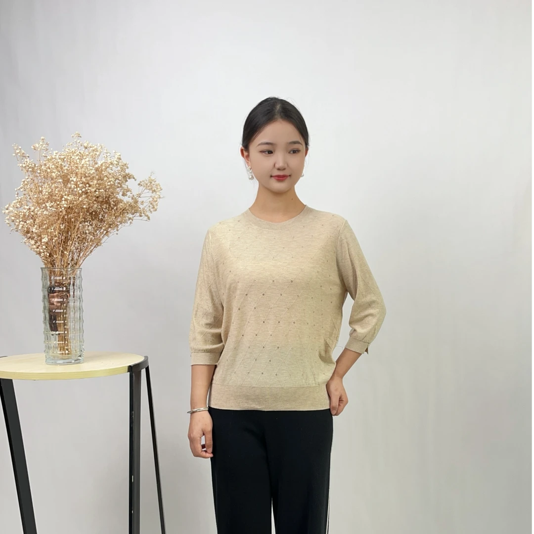 lizhu/麗竹毛衫LM01241206015 毛衣长袖时尚休闲百搭简约圆领提花