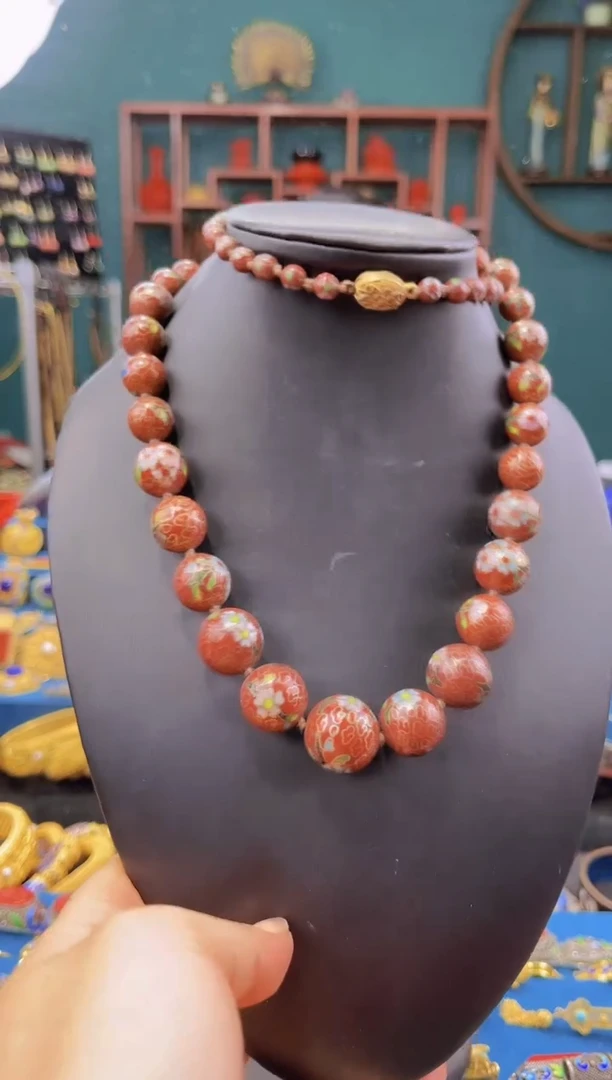 非遗 景泰蓝项链 精品塔链 砖红