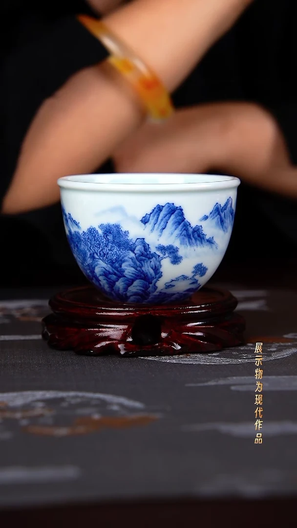 兴怀堂手绘柴窑杯