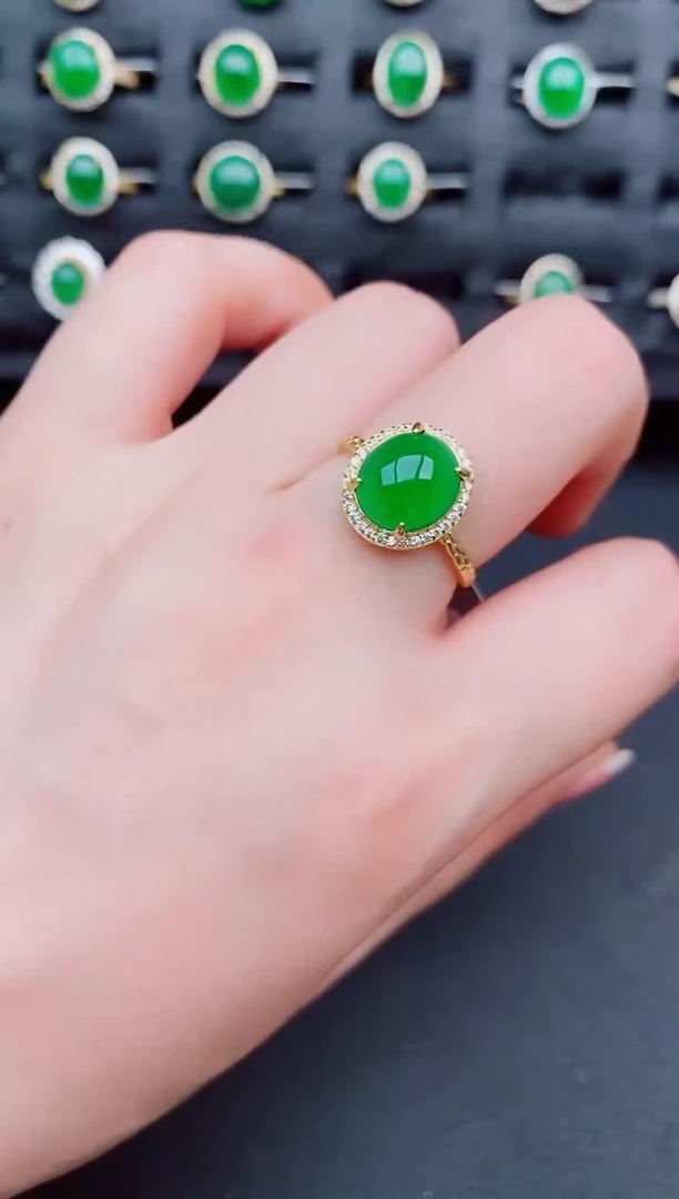翡翠戒指银S925镶嵌天然a货翡翠63