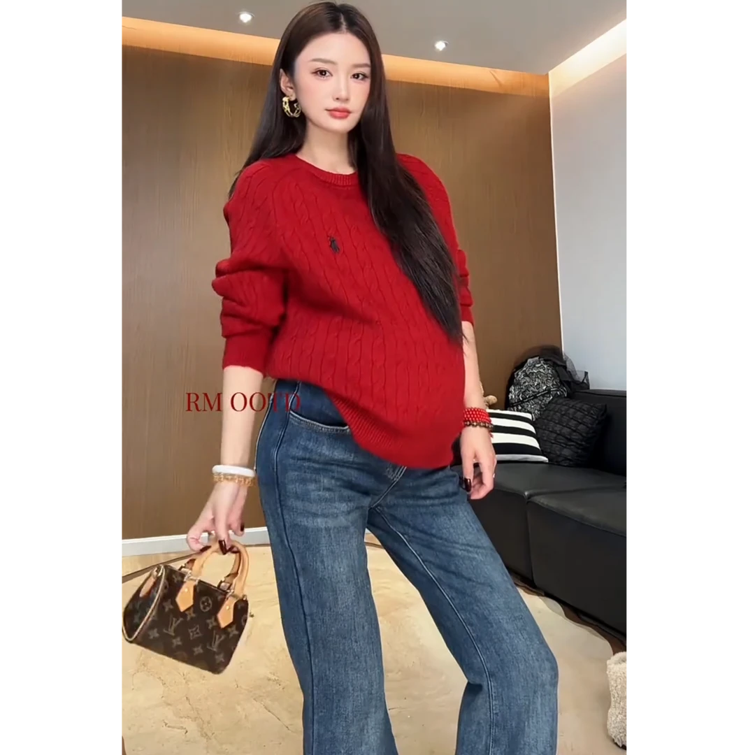 孕妇牛仔裤女款爆款2025新款韩版加绒加厚直筒裤外穿显瘦微喇裤子