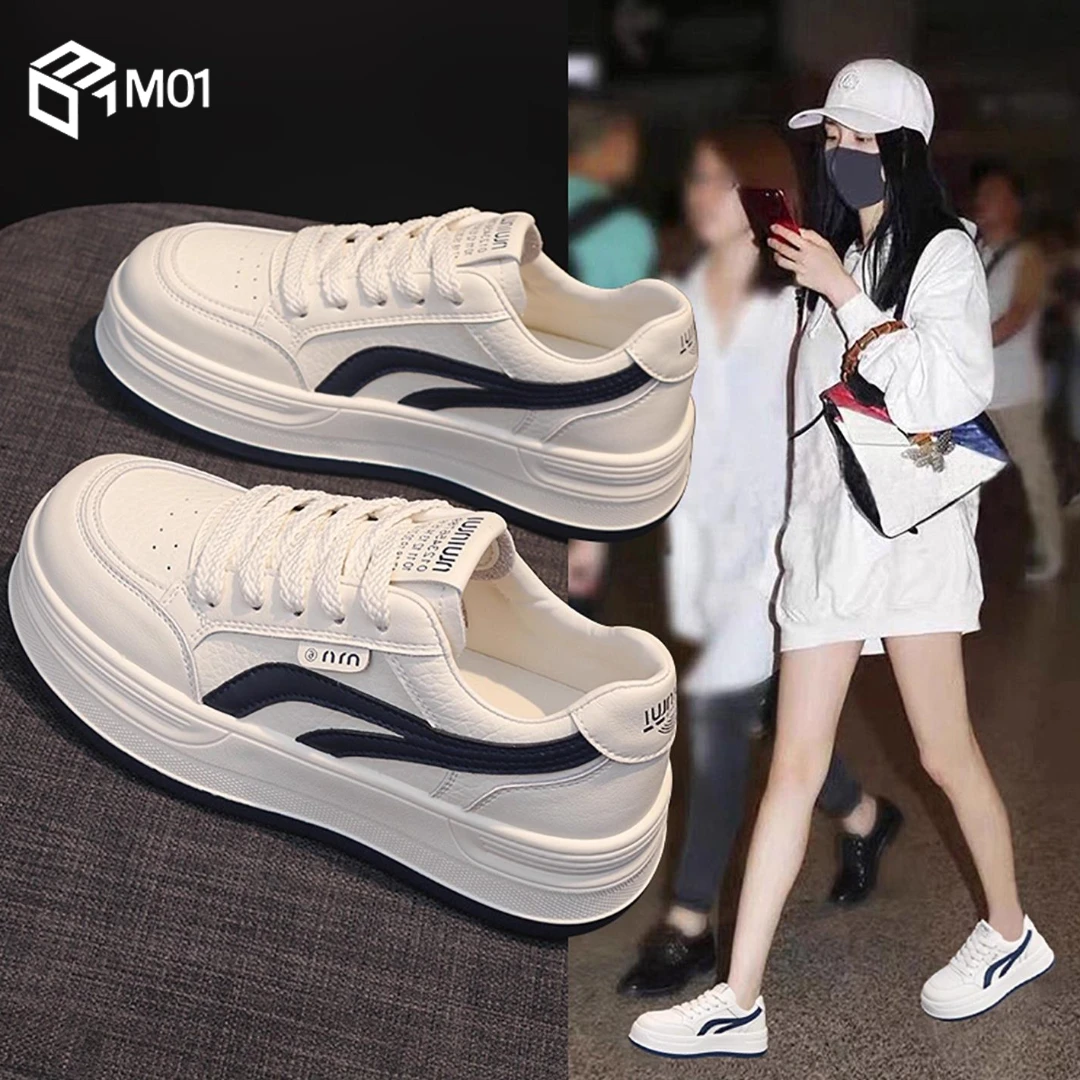 M01爆款小白鞋女款秋季新款百搭厚底板鞋增高时尚超火休闲运动鞋