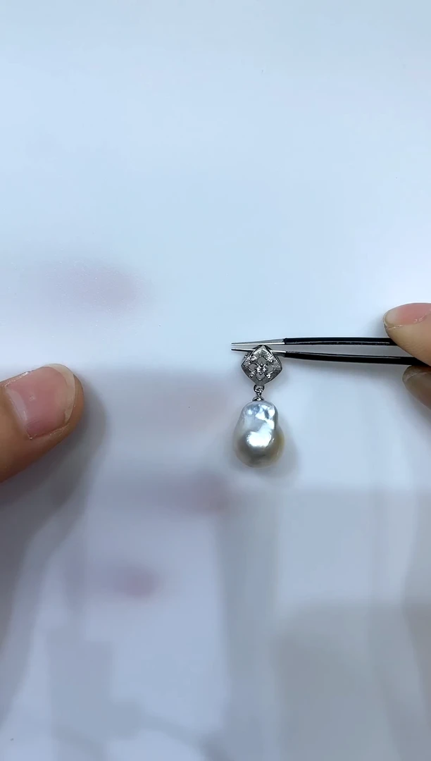 海水珍珠银S925镶嵌吊坠(不含链)11-12