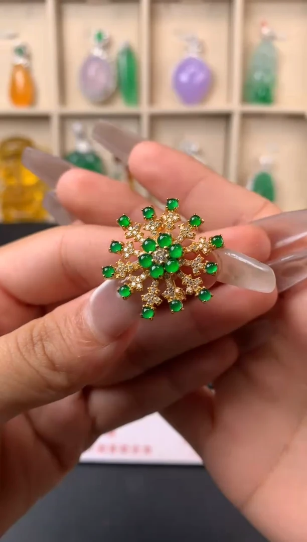 吊坠(不含链)银S925镶嵌翡翠吊坠