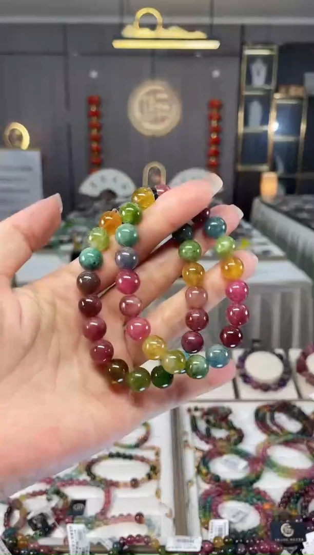 老矿碧玺单圈手串9mm+未镶嵌碧玺hon多样性发一条