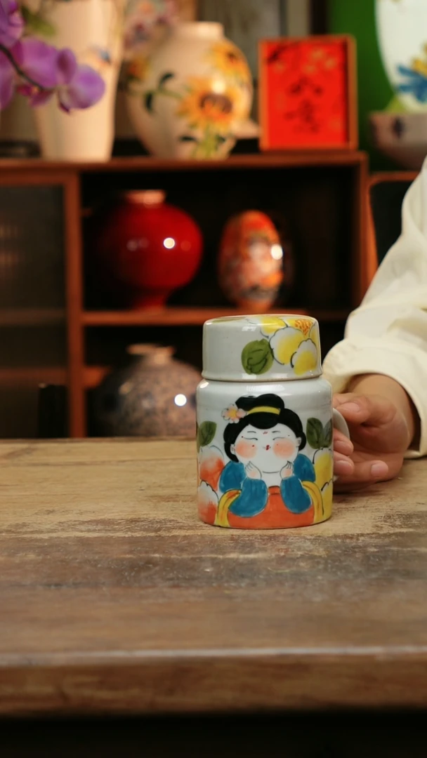 摆件 景德镇纯手工釉下彩精品花瓶