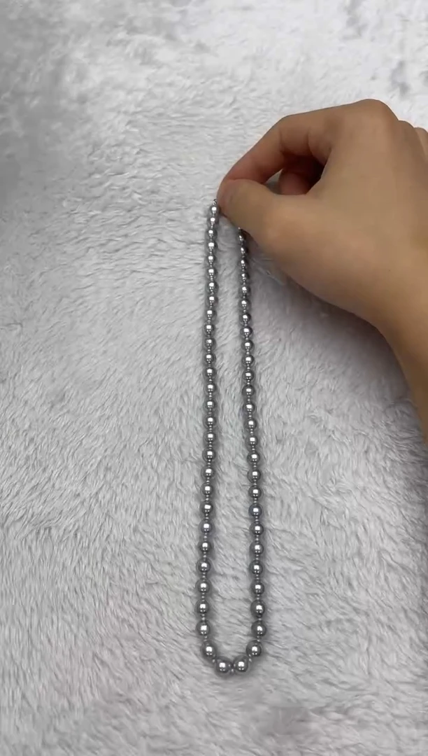 海水珍珠银S925镶嵌项链AK真多麻6.5-7mm