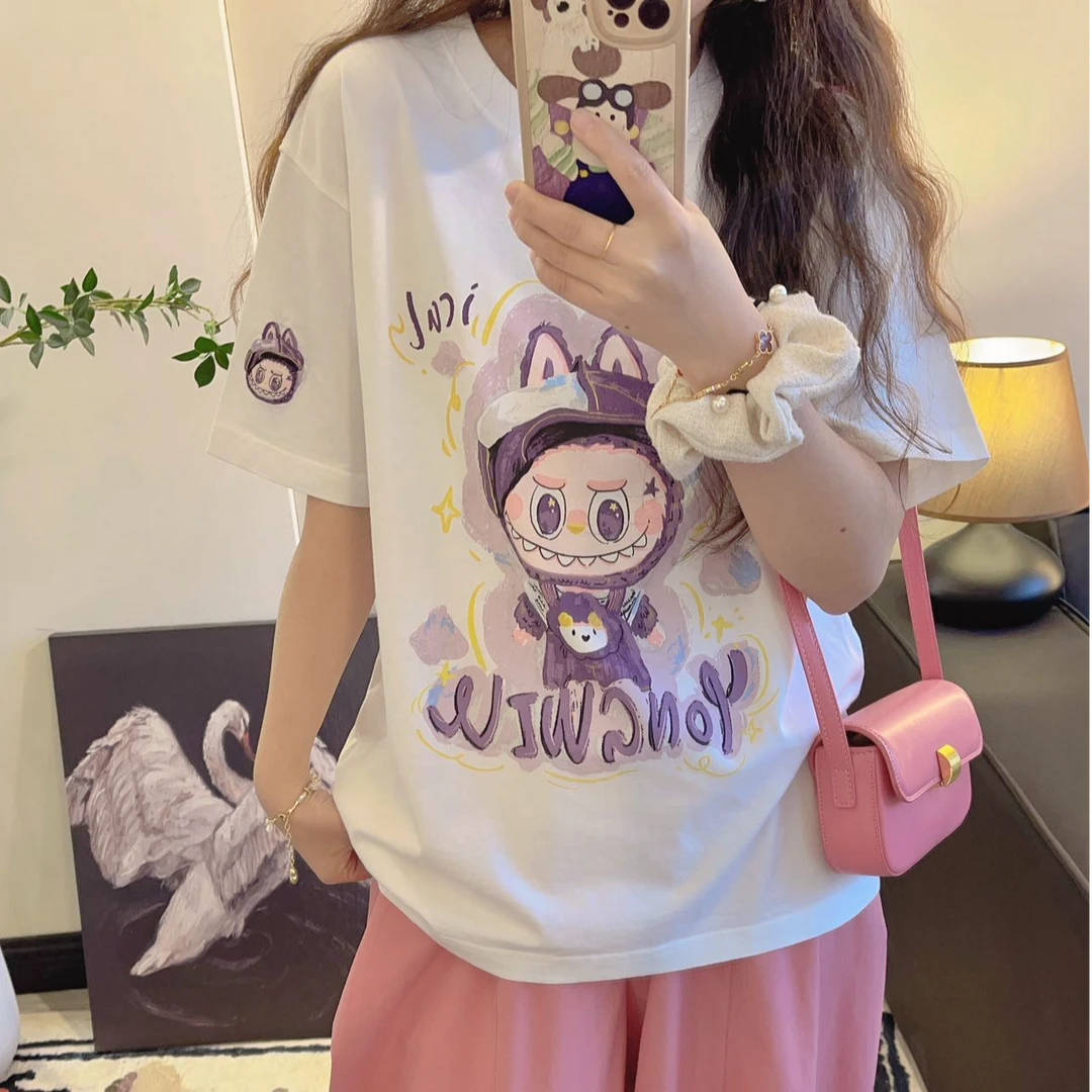 纸袋家夏季「印花梦幻拉布短袖」3709纯棉舒适洋气韩版T恤上衣