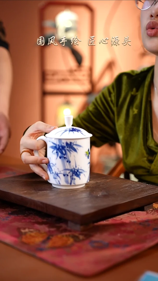 陶瓷景德镇釉中彩餐具领导杯400cc