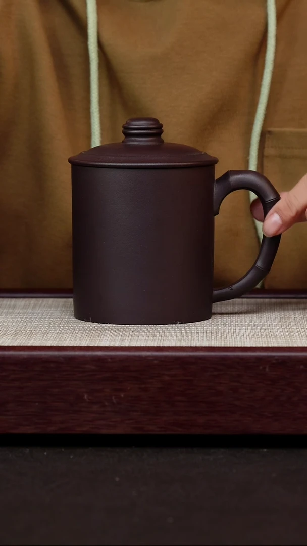 茶杯紫砂紫泥竹节杯