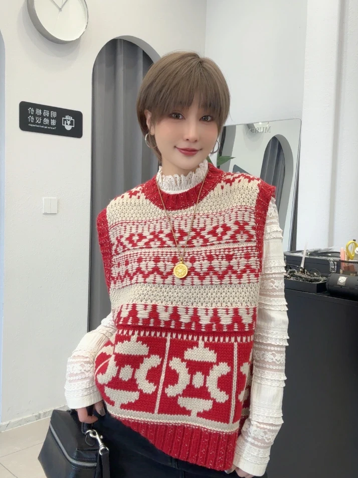 新年款针织毛衣马甲1825
