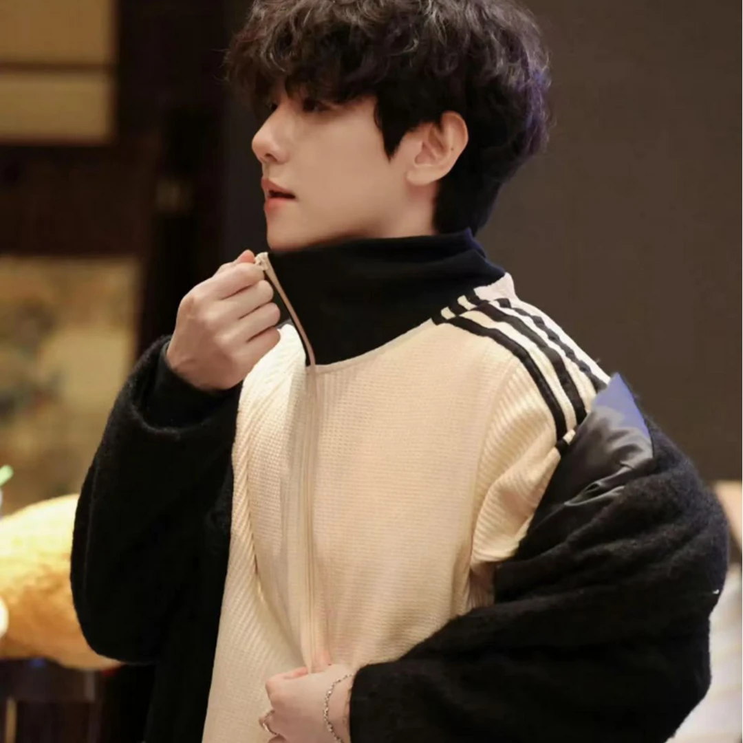 【奥莱内购】复古情侣款休闲华夫格外套刺绣宽松立领百搭夹克0109