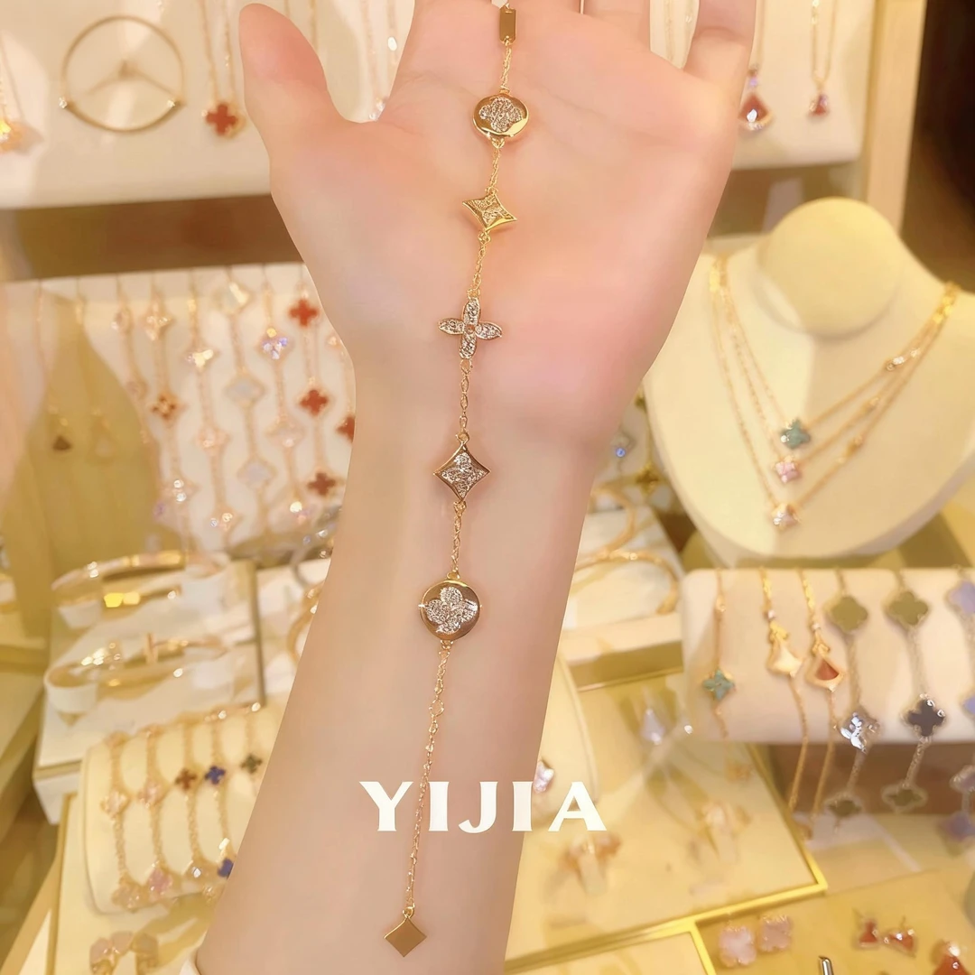 语花印 铜合金合成锆石手链 时尚满钻老花手链FS1241百搭轻奢气质