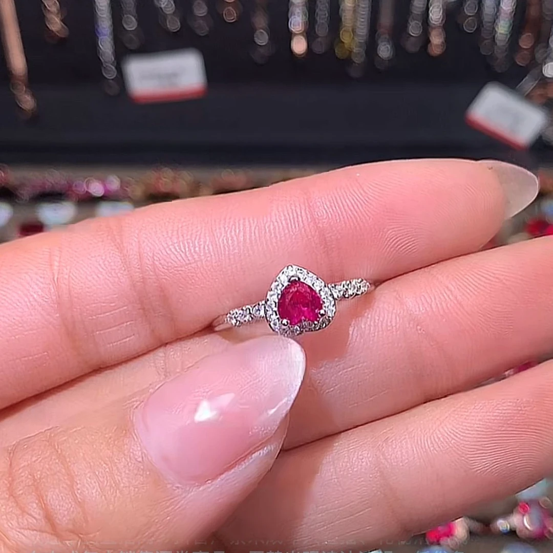 红宝石银镶开口戒