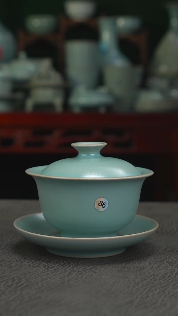 仿古釉86号元宝盖碗  120cc微微瑕-二