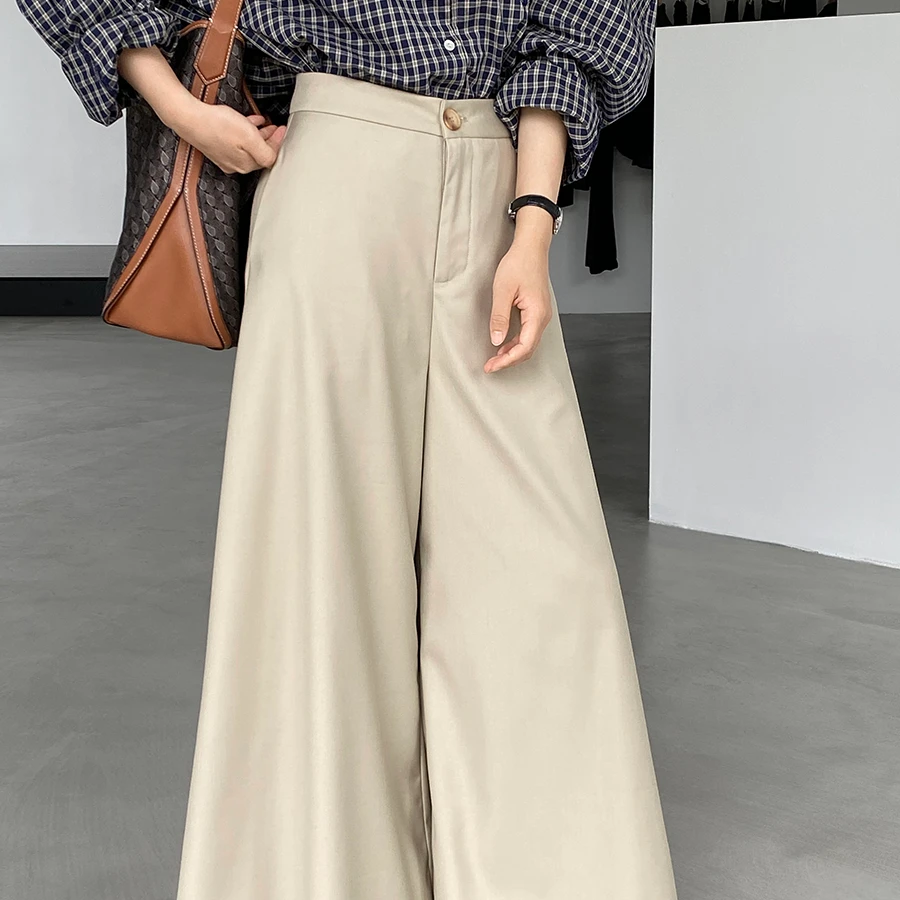 2025韩系高级感显瘦轻奢简约西装裤女秋季气质阔腿裤长裤