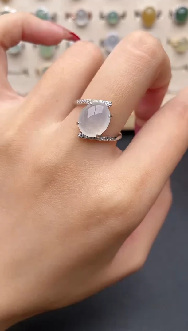 【闪购商品】翡翠戒指银S925镶嵌一物一证一礼盒