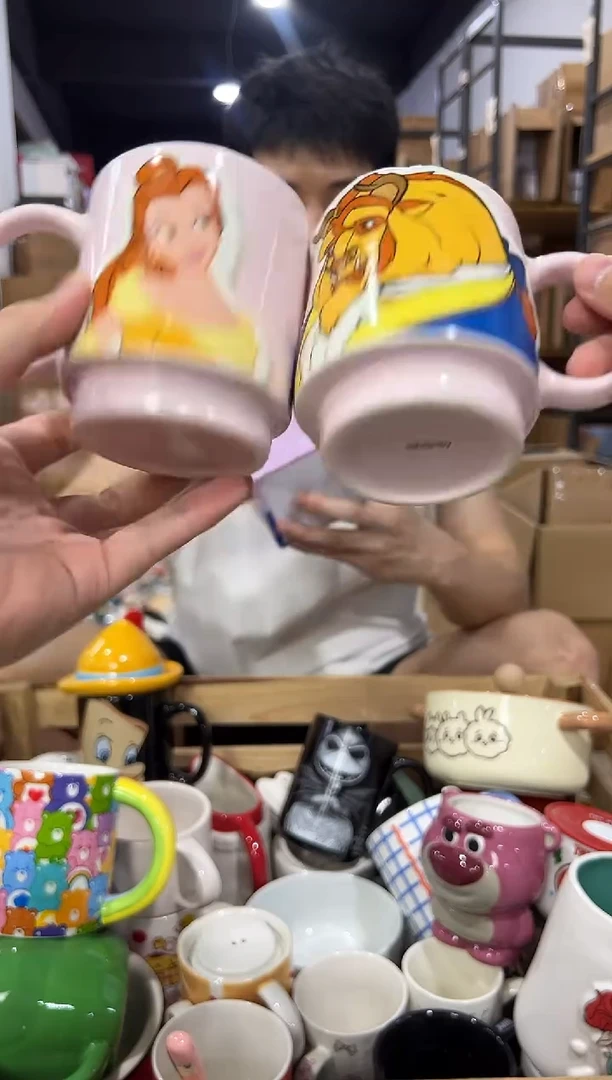 瓷片原盒美女与野兽对杯