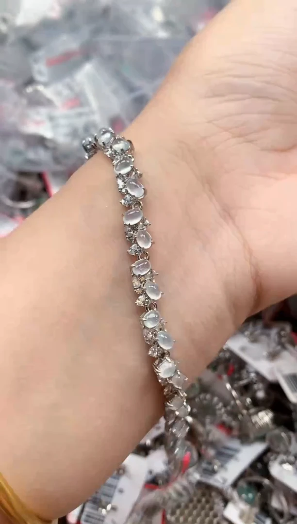 银S925镶嵌戒指翡翠天然A货缅甸翡翠