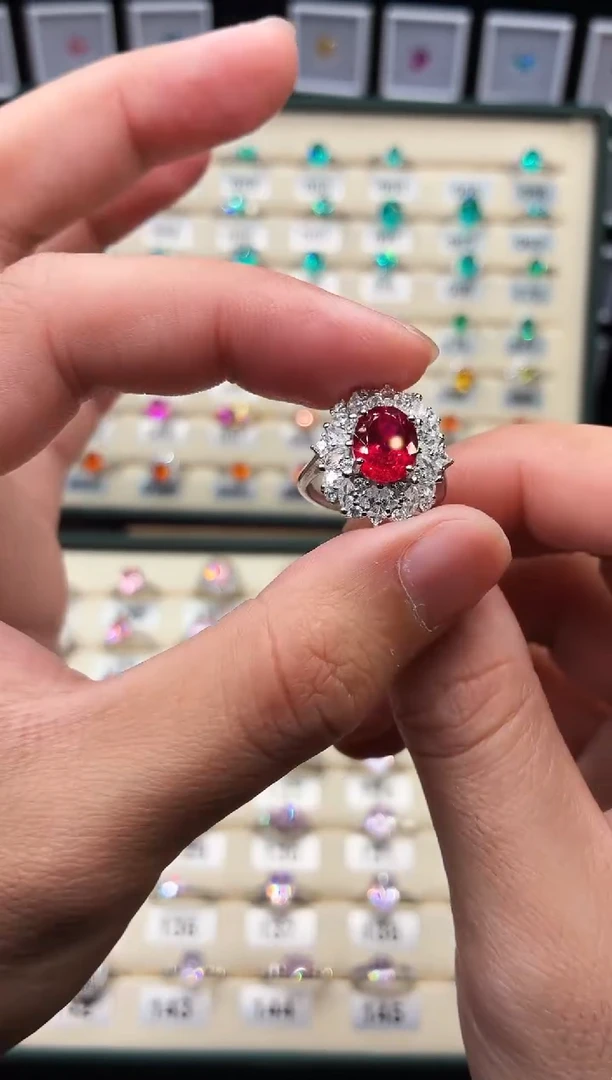 无925银轻奢正鸽血红色女神戒