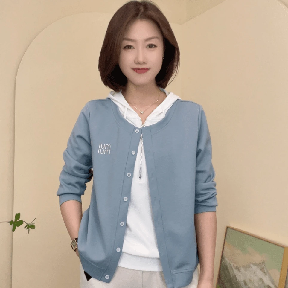 52450夏季新款假两件设计感时尚休闲长袖显瘦打底衫女修身上衣