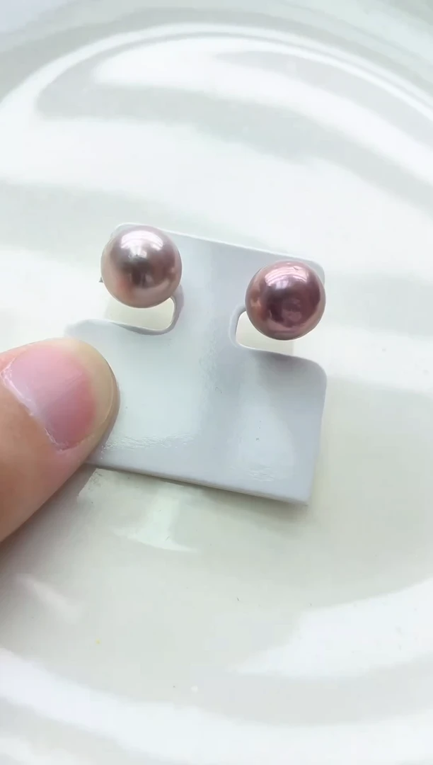 未镶嵌耳饰淡水珍珠紫色系素钉
