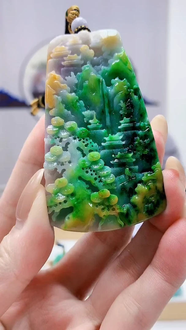 未镶嵌定制翡翠5060MM-毛货挂件133