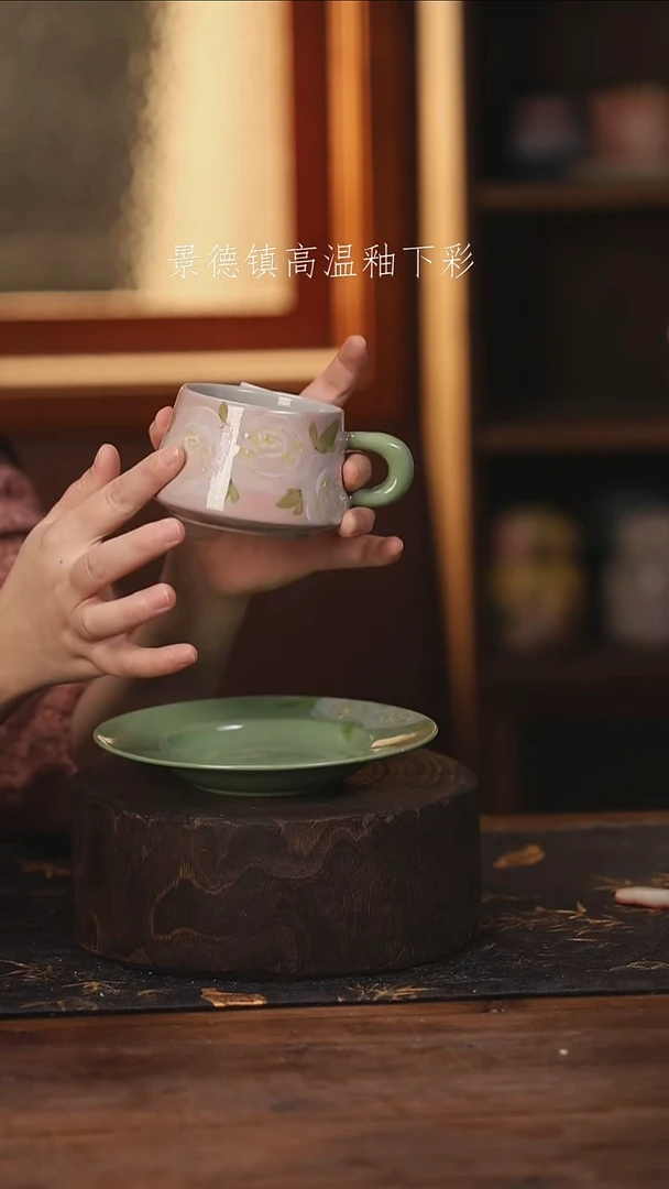陶瓷景德镇高温釉下手绘陶瓷@L629@