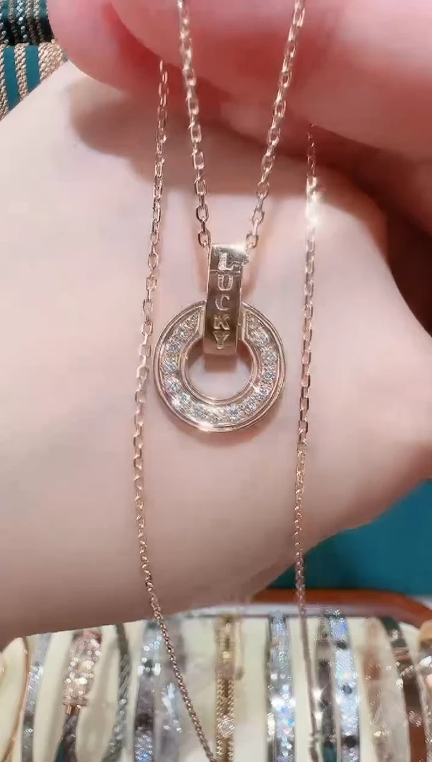 吊坠(不含链)钻石18K金镶嵌有钱花吊坠