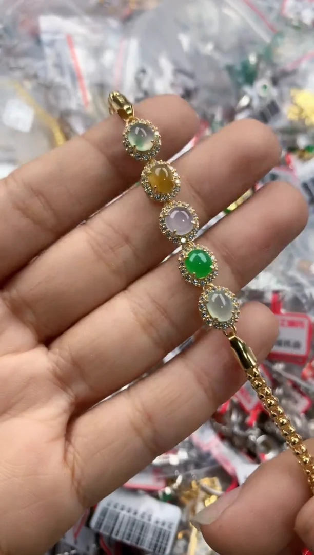 银S925镶嵌戒指翡翠5555----6