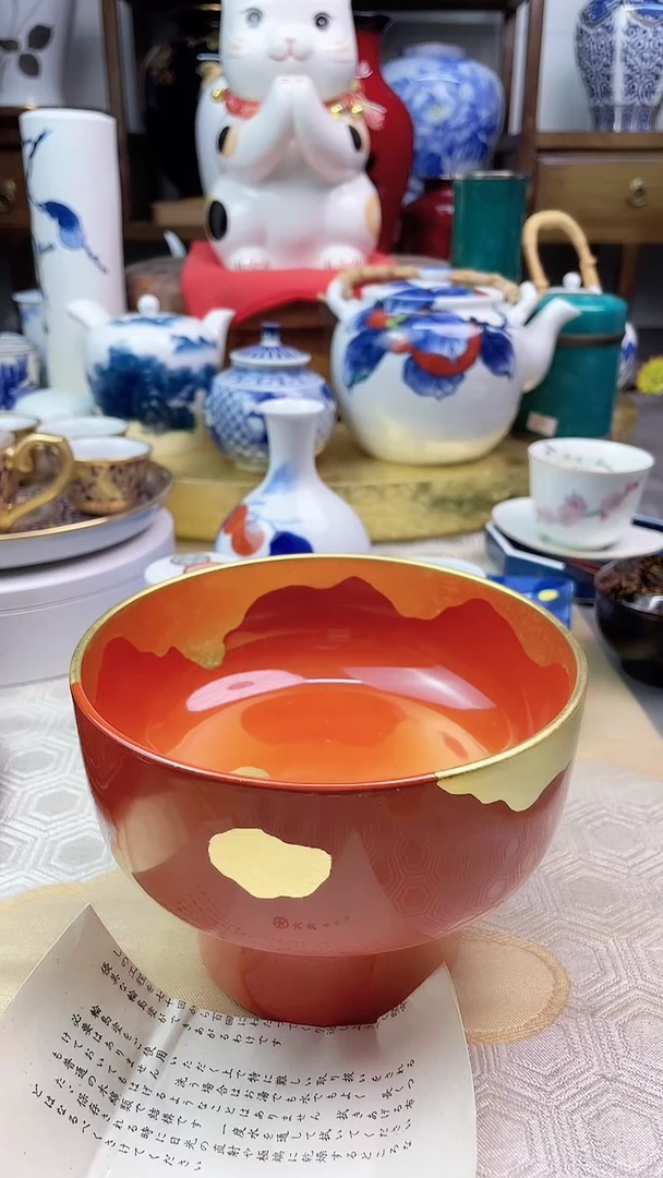 【闪购商品】盘日产金箔高足钵