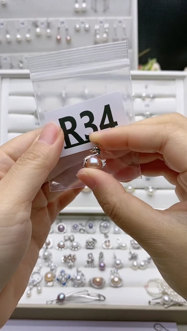 银S925镶嵌无淡水珍珠英*R34